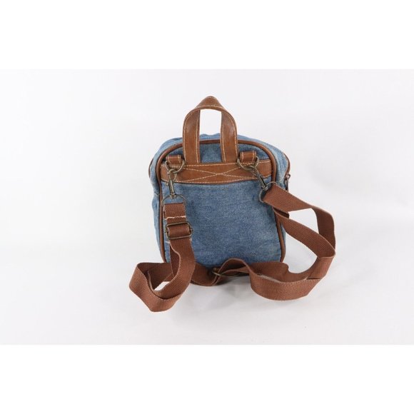 Vintage 90s Distressed Looney Tunes Spell Out Denim Mini Backpack Bag Blue main image 8